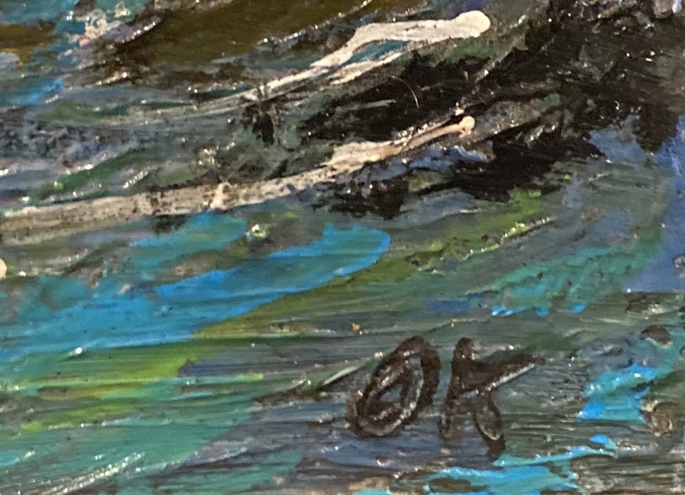 Lot #929: OSKAR KOKOSCHKA - Dorf am Fluss - Oil on canvas