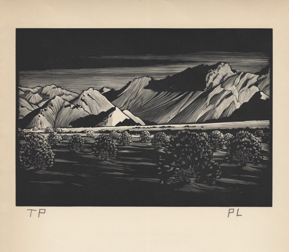Lot #2290: PAUL LANDACRE - Indio Mountains - Wood engraving