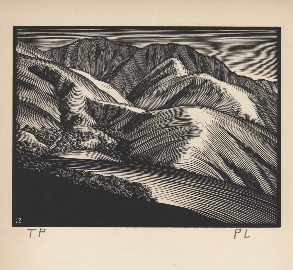 Lot #2541: PAUL LANDACRE - Monterey Hills - Wood engraving