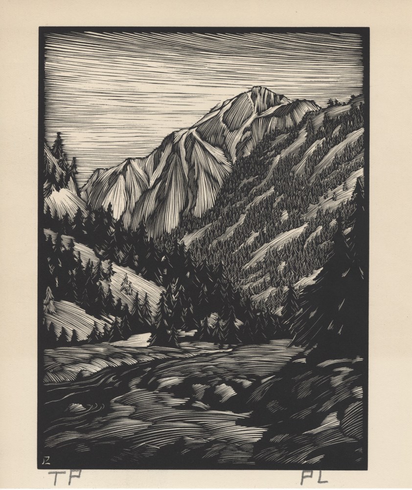 Lot #2652: PAUL LANDACRE - Old Grayback, San Bernadino Mountains - Wood engraving