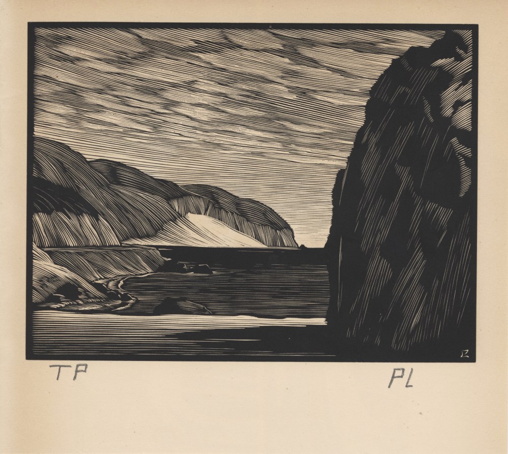 Lot #2877: PAUL LANDACRE - Sand Sweep, Point Magu - Wood engraving
