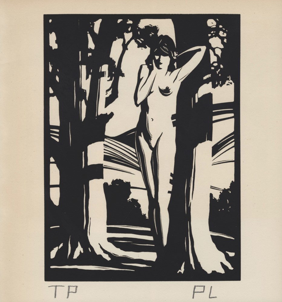 Lot #2880: PAUL LANDACRE - Sapling Slim and Shadow Naked - Wood engraving