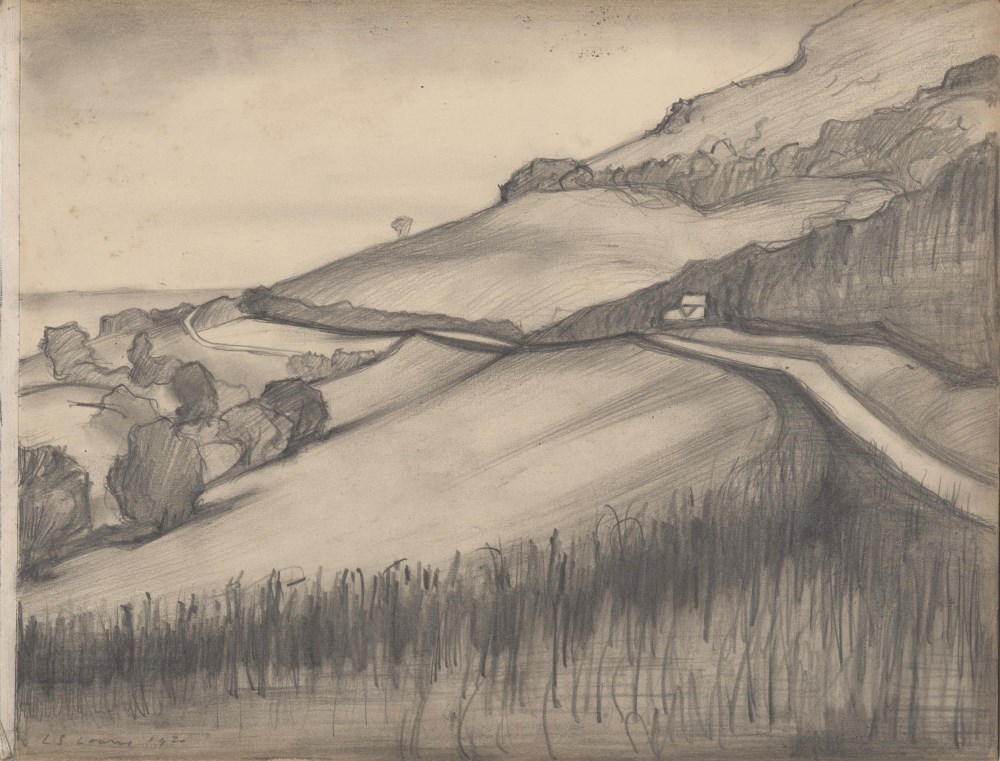 Lot #2693: L. S. LOWRY - View towards the Cottage - Pencil drawing