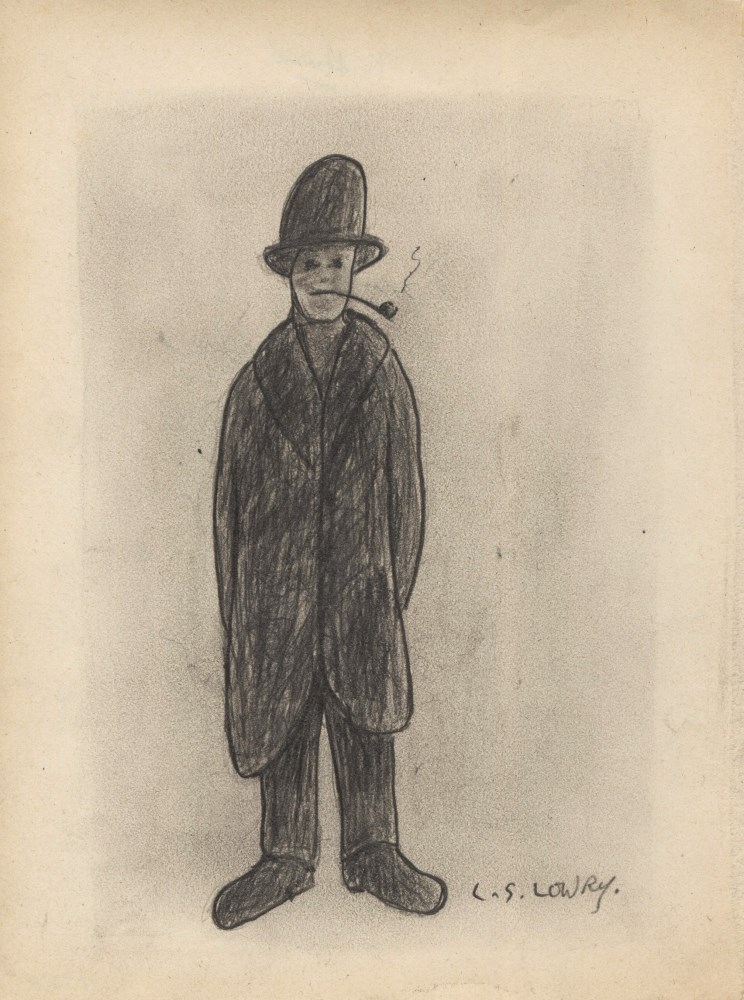 Lot #473: L. S. LOWRY [impute] - Pipe Smoker - Pencil drawing