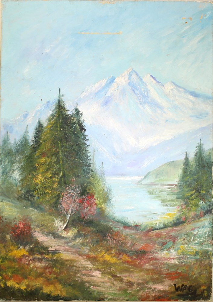 Lot #1717: WINSTON S. CHURCHILL [imputée] - Four Peaks - Oil on canvas