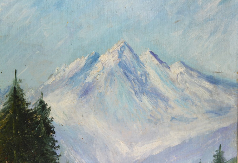 Lot #1717: WINSTON S. CHURCHILL [imputée] - Four Peaks - Oil on canvas