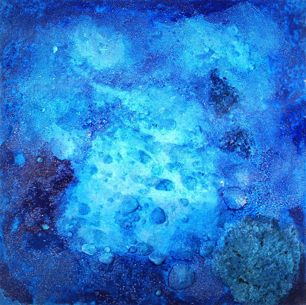 Lot #562: YVES KLEIN - Relief éponge bleu - fourmillement - Mixed media on wood panel