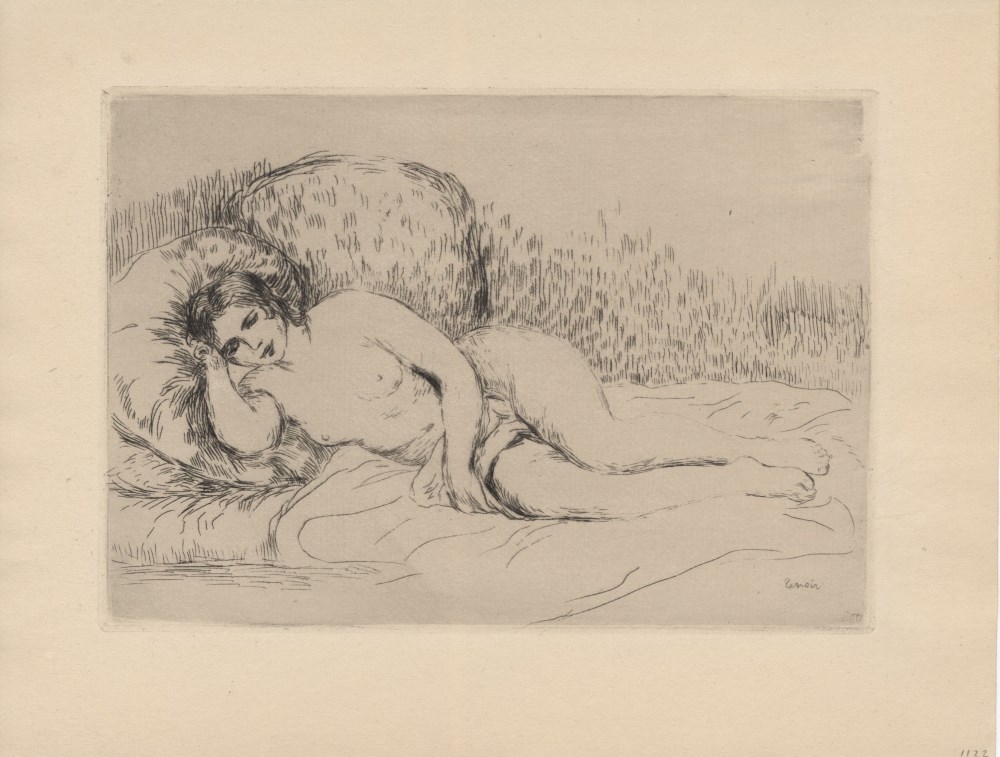 Lot #547: PIERRE-AUGUSTE RENOIR - Femme couche (tourne  gauche) - Original etching