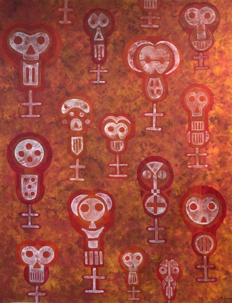 Lot #1631: KARIMA MUYAES - Tzompantli - Acrylic on canvas