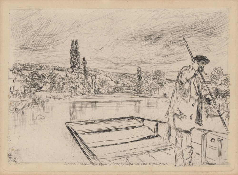 Lot #1411: JAMES A. M. WHISTLER - The Punt - Original etching & drypoint