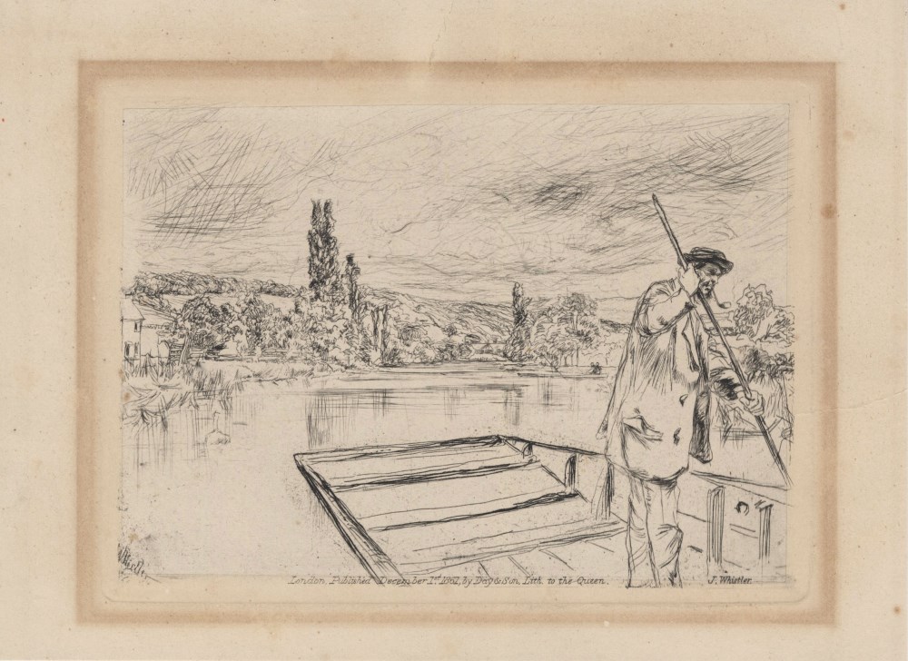 Lot #1411: JAMES A. M. WHISTLER - The Punt - Original etching & drypoint
