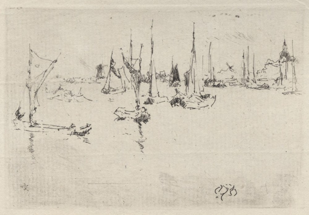 Lot #829: JAMES A. M. WHISTLER - Boats, Dordrecht - Original etching