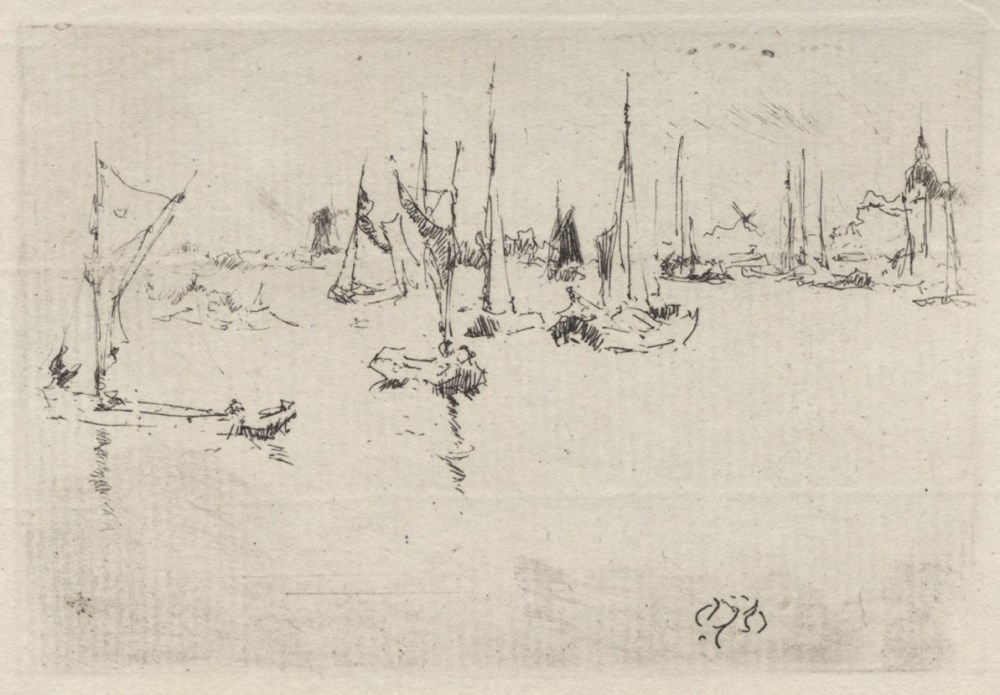 Lot #833: JAMES A. M. WHISTLER - Boats, Dordrecht - Original etching