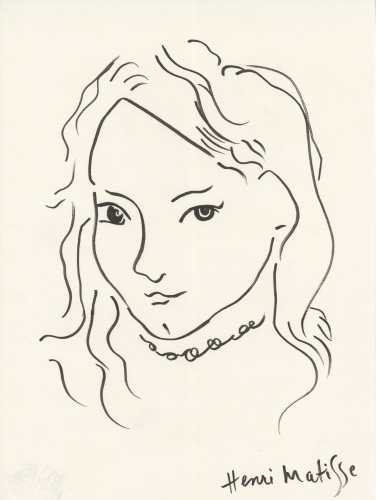 Lot #1751: HENRI MATISSE [imputee] - Portrait de Marguerite - Ink and brush on paper