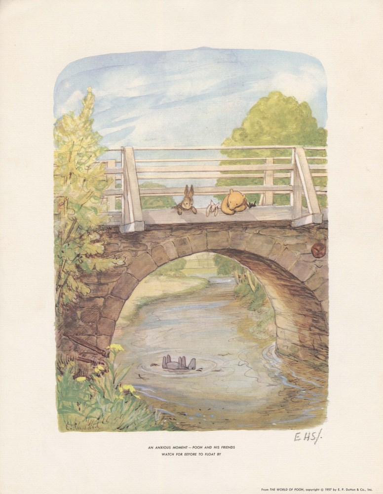 Lot #1701: E(RNEST) H(OWARD) SHEPARD - An Anxious Moment - Pooh and His Friends - Original color offset lithograph