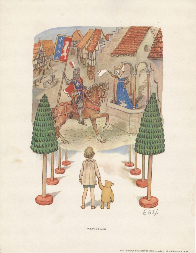 Lot #2367: E(RNEST) H(OWARD) SHEPARD - Knights and Ladies - Original color offset lithograph