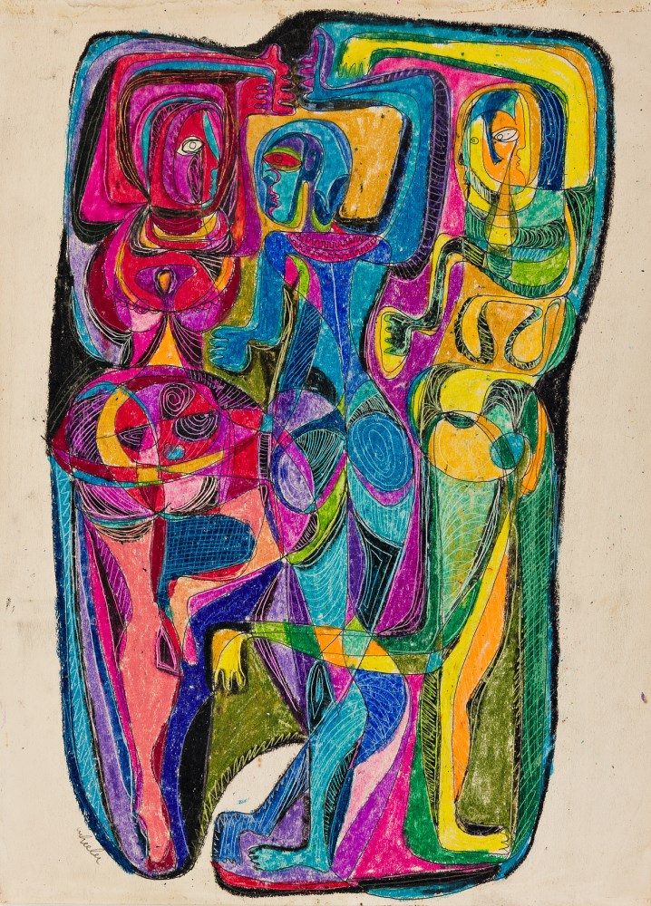 Lot #1605: STEVE WHEELER - Rabo Is the Best - Mixed media (tempera, color crayons, pen and ink) on paper