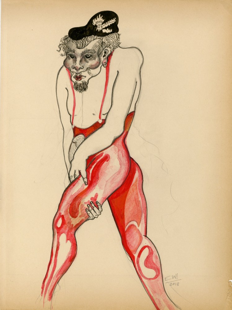 Lot #1242: ESTELA WILLIAMS - Pantalone - Watercolor, pencil, and ink on paper