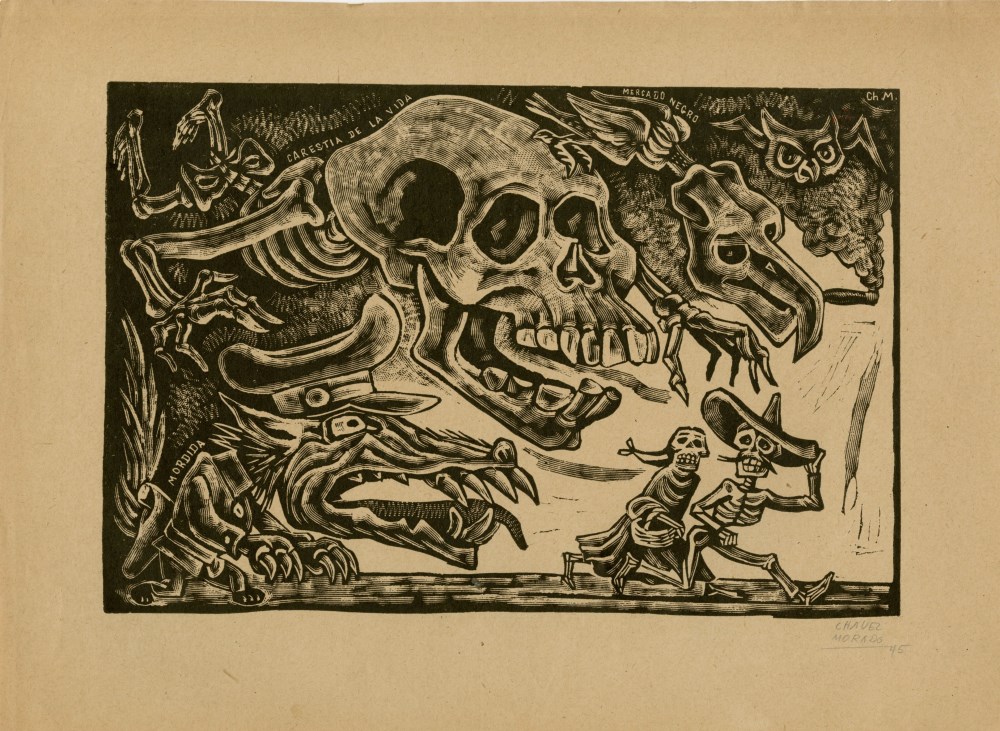 Lot #83: JOSE CHAVEZ MORADO - Calavera contra el Pueblo - Woodcut