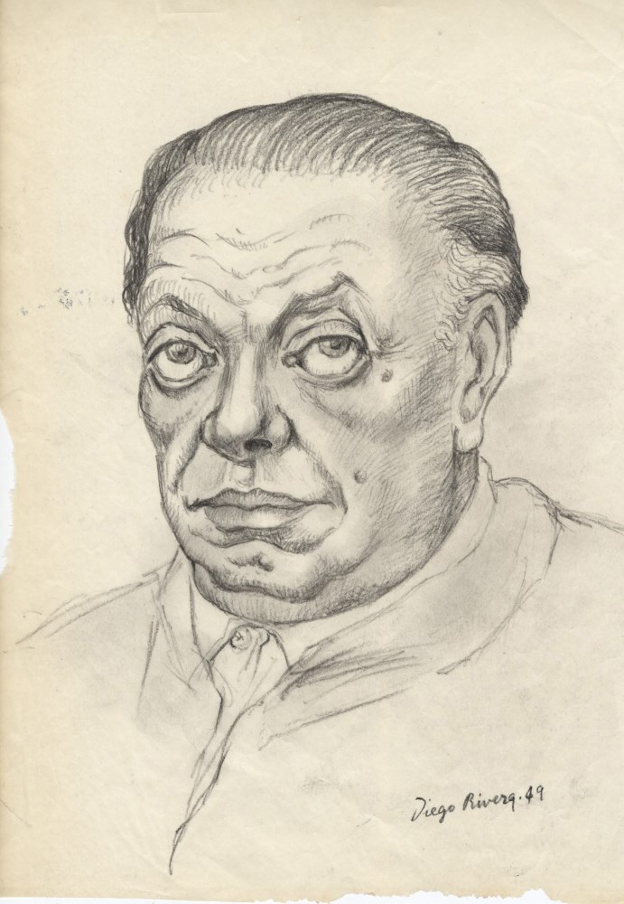 Lot #549: DIEGO RIVERA [impute] - Self-portrait - Pencil drawing on paper