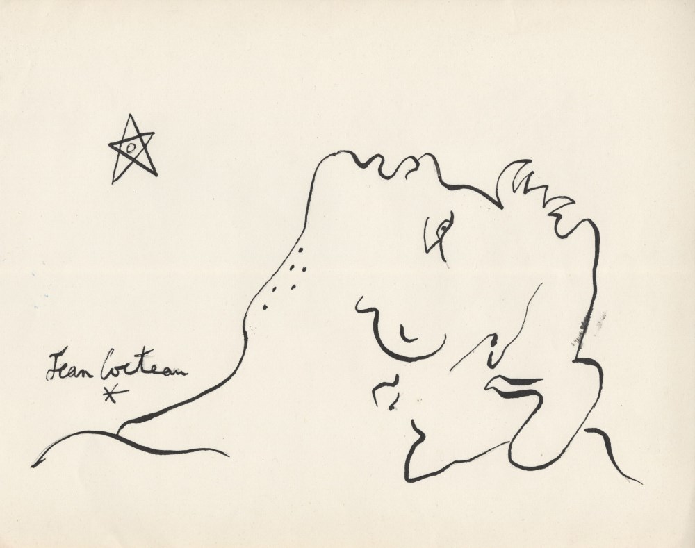 Lot #513: JEAN COCTEAU - Profil en extase - Pen and ink drawing on paper