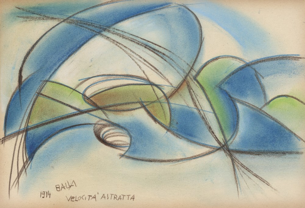 Lot #696: GIACOMO BALLA - Velocita Astratta - Original color pastel drawing on paper