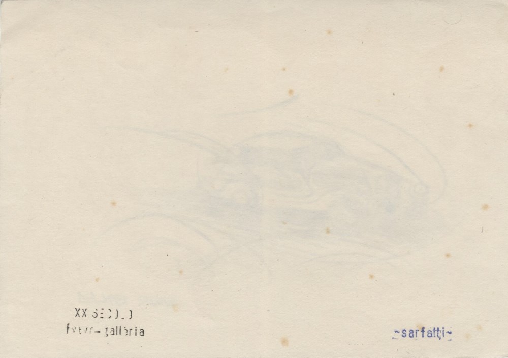 Lot #800: GIACOMO BALLA - Automobile in corsa  studio - Color pencil drawing on paper