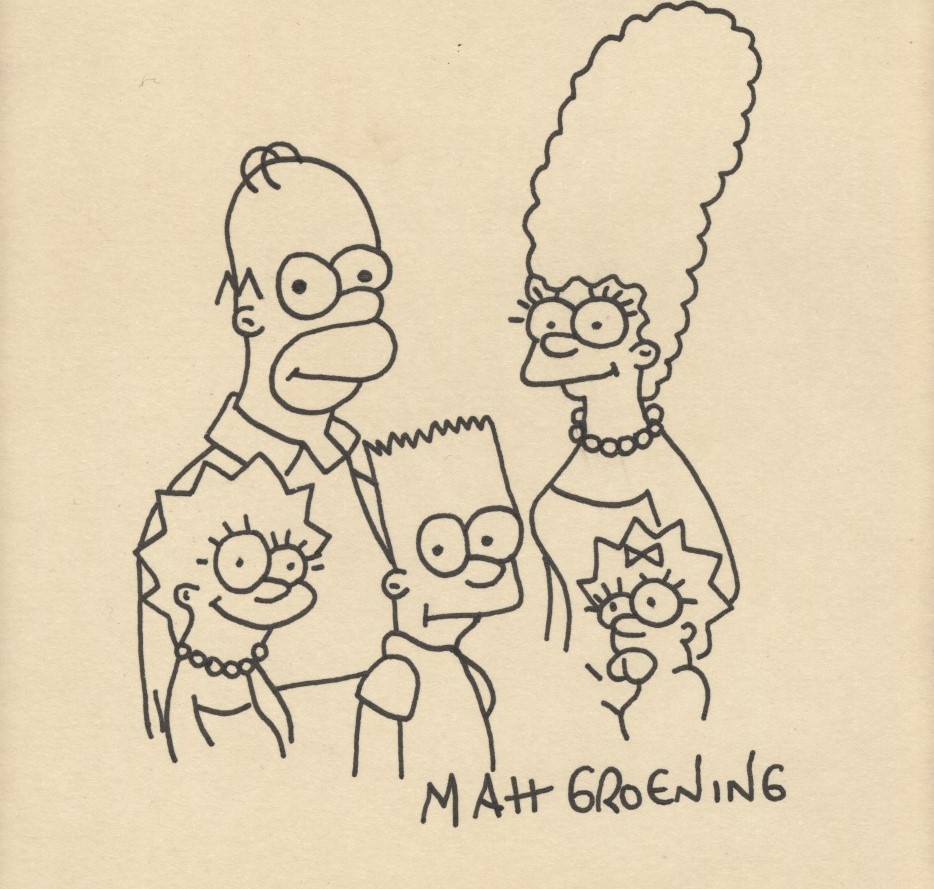 Lot #2166: MATT GROENING - The Simpson Family - Original marker drawing on paper