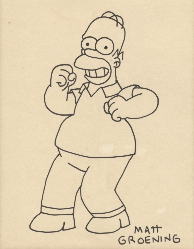 Lot #1754: MATT GROENING - Homer Simpson - Original marker drawing on paper