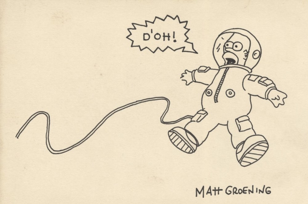 Lot #1030: MATT GROENING - Homer Simpson in Space - Original marker drawing on paper