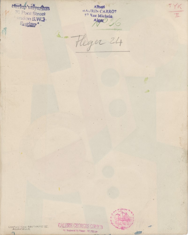 Lot #1568: FERNAND LEGER - Les disques - 1924 - Gouache and pencil drawing on paper