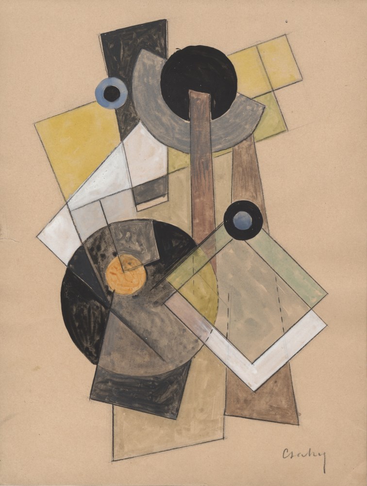 Lot #1528: JOSEPH CSAKY - Composition cubiste - Watercolor and ink drawing on paper