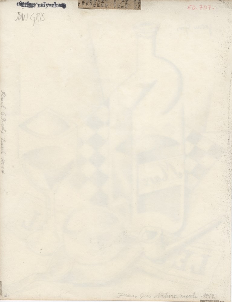 Lot #1644: JUAN GRIS - Verre, damier, et bouteille de marc - Pencil drawing on paper