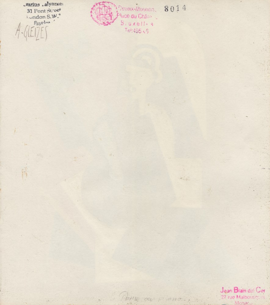 Lot #1533: ALBERT GLEIZES - Dame au piano - Gouache and pencil drawing on paper