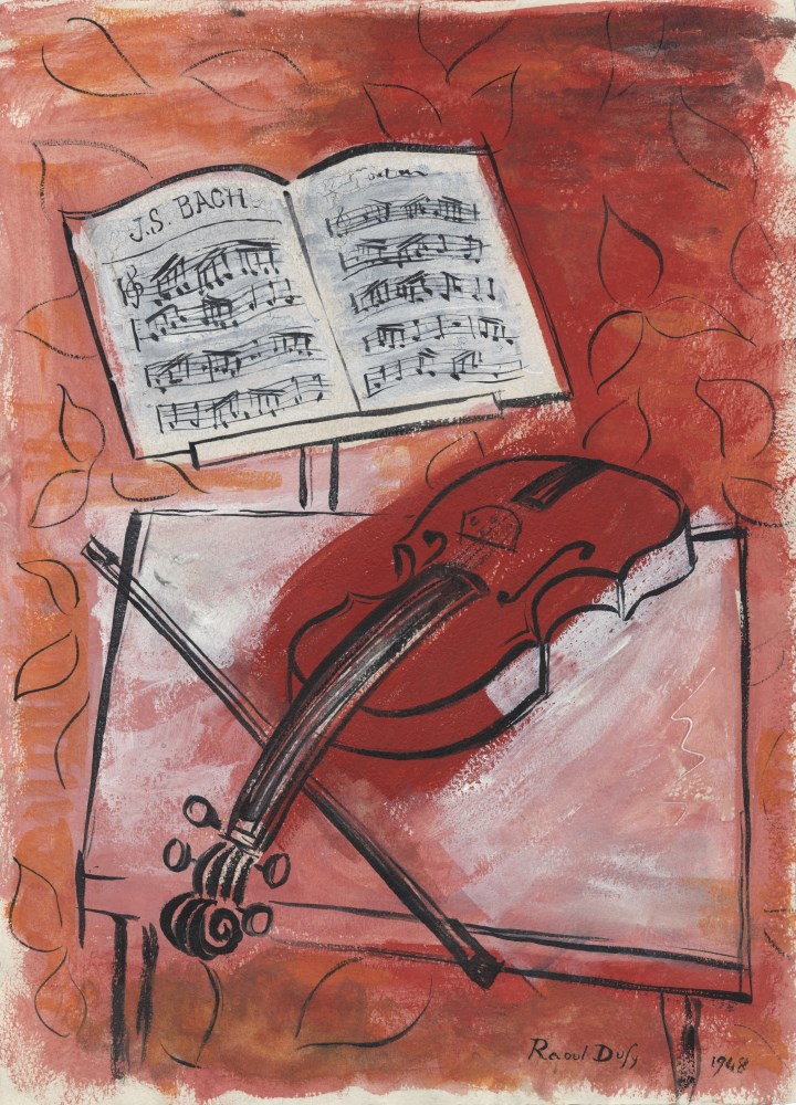 Lot #1085: RAOUL DUFY - Le violon - Gouache and watercolor drawing on paper