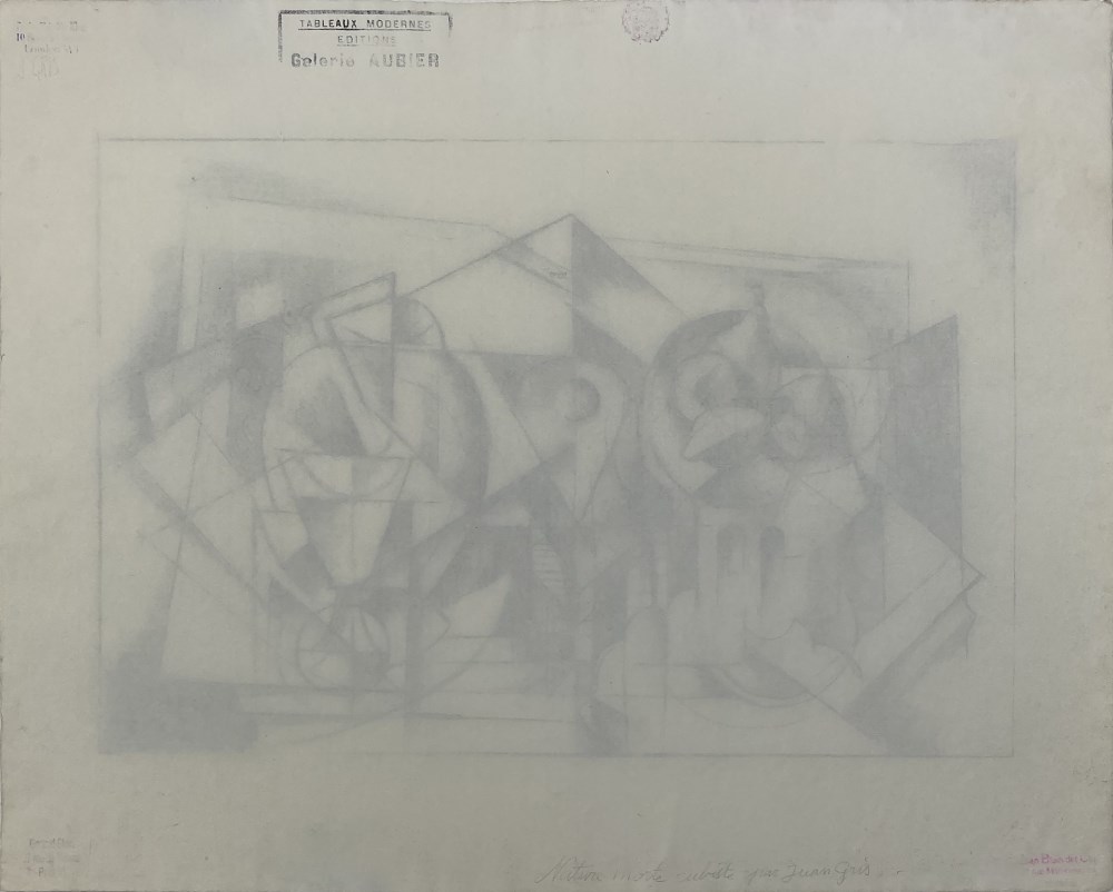 Lot #1582: JUAN GRIS - Nature morte Cubiste - Charcoal drawing on paper