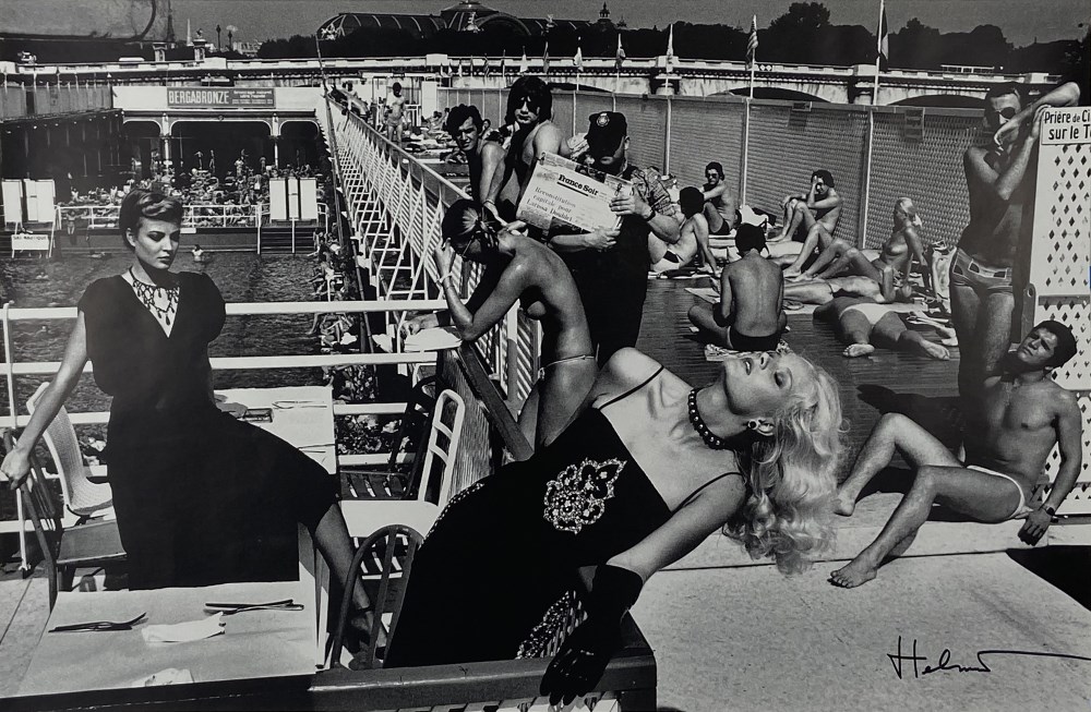 Lot #1268: HELMUT NEWTON - Piscine Deligny, Jewels and Fashion, River Seine, Paris - Original photolithograph