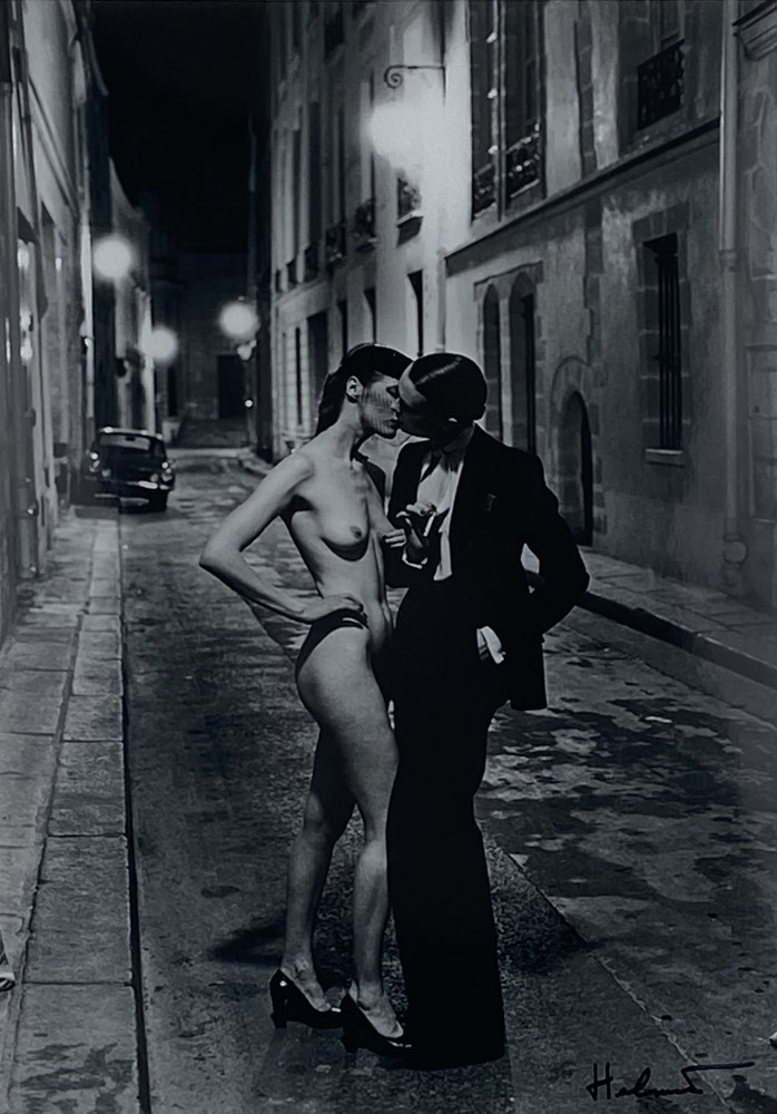Lot #1313: HELMUT NEWTON - Rue Aubriot III, Fashion Model & Nude Kissing, Paris, 1975 - Original photolithograph