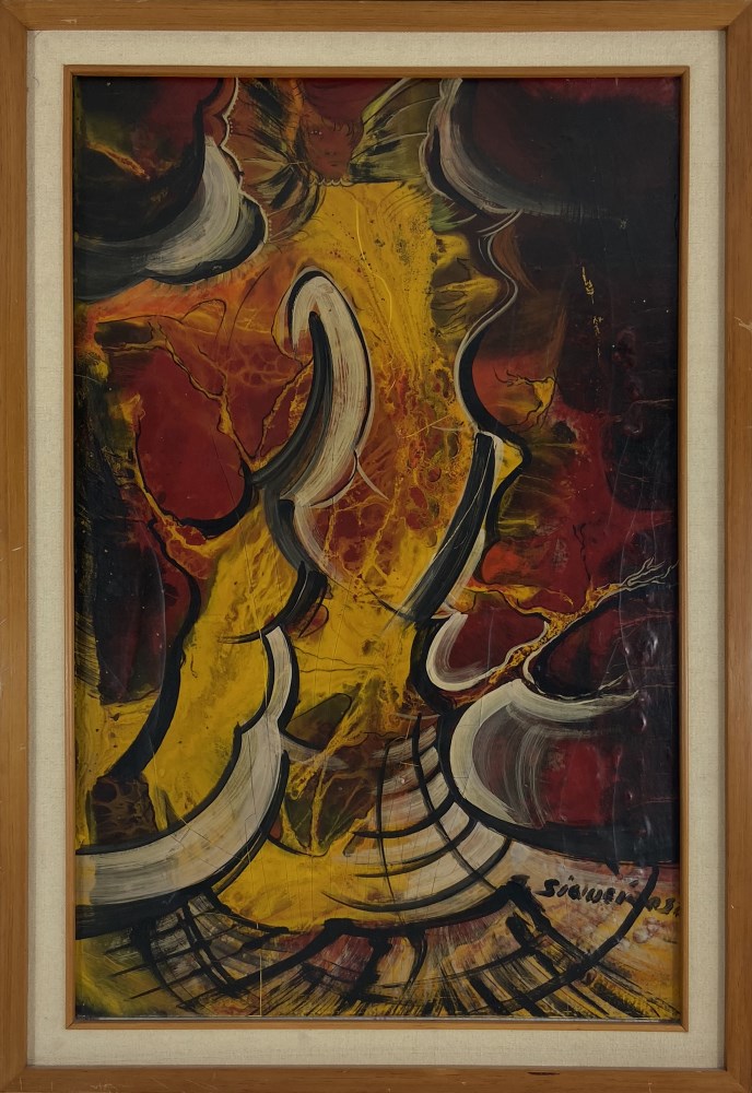 Lot #859: DAVID ALFARO SIQUEIROS - Cara en el infierno - Pyroxylin on wood