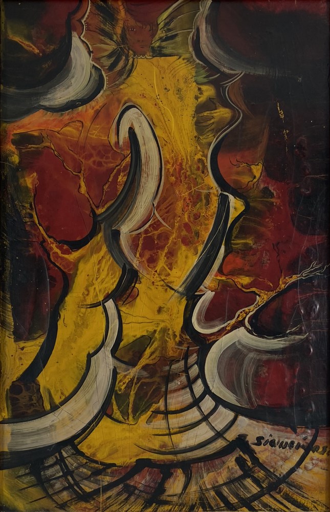Lot #859: DAVID ALFARO SIQUEIROS - Cara en el infierno - Pyroxylin on wood