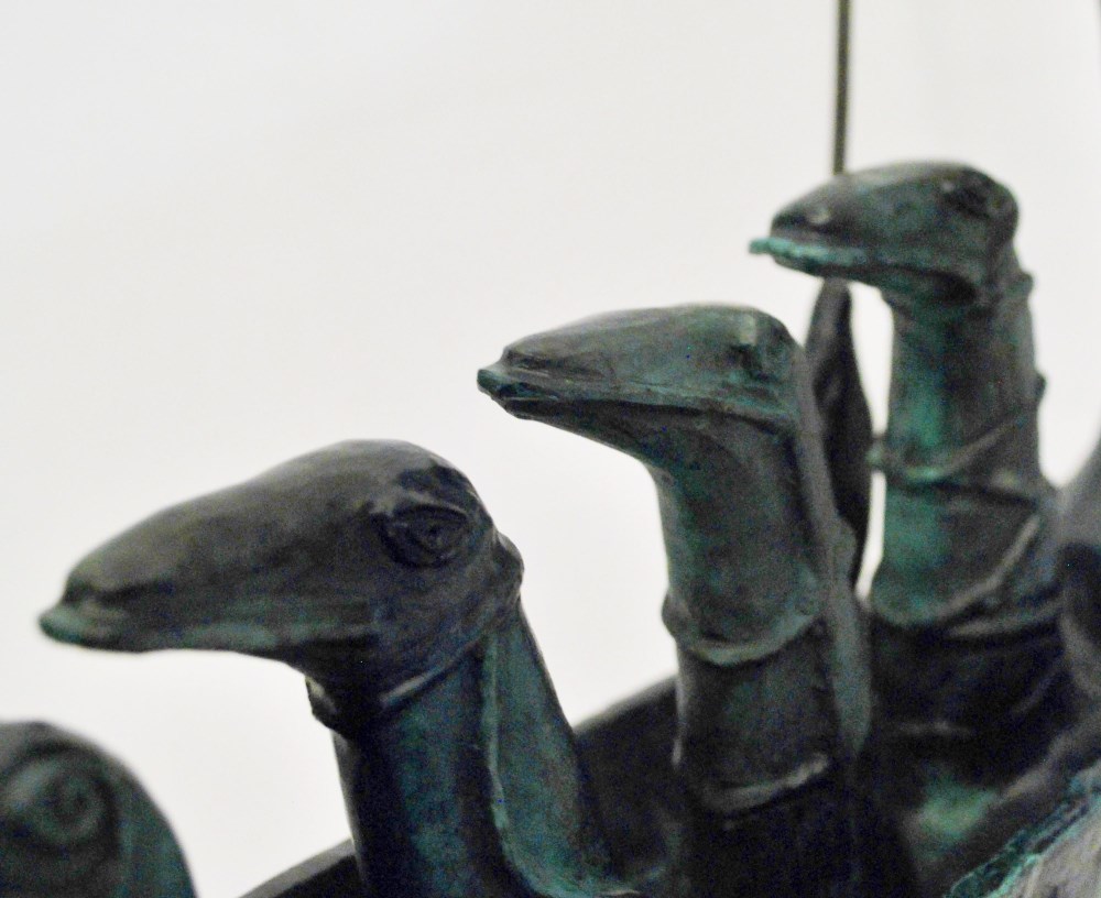 Lot #1612: LEONORA CARRINGTON [imputee] - Cocodrilos Sueos II - Bronze sculpture with turquoise patina