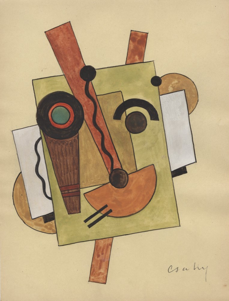 Lot #1518: JOSEPH CSAKY - Composition - Watercolor and ink drawing on paper