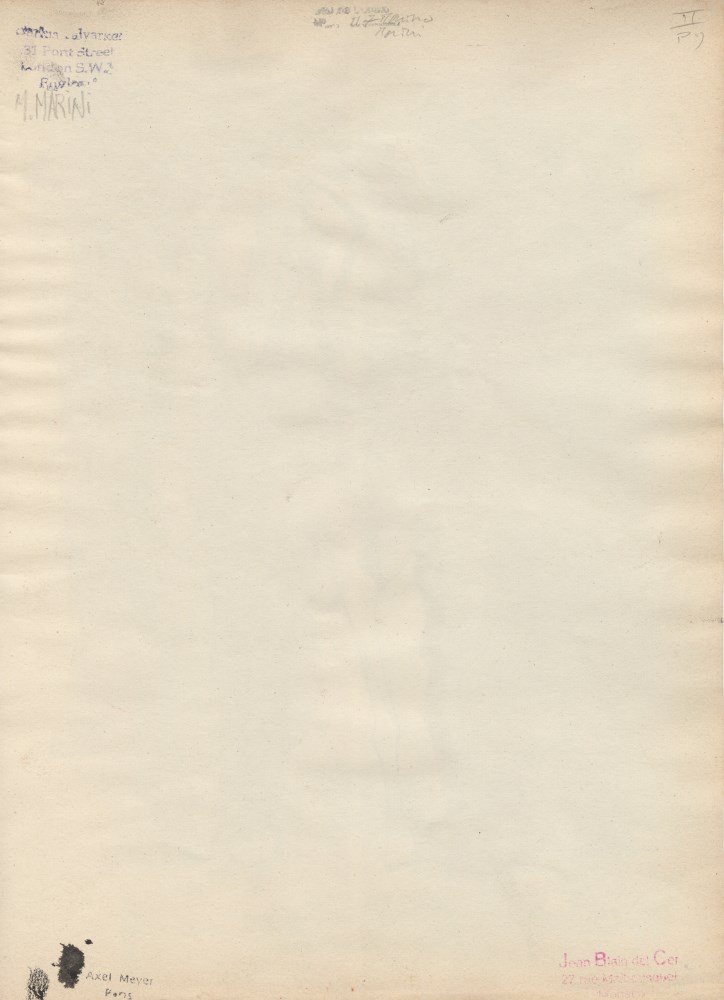 Lot #1552: MARINO MARINI - Giocolieri e Cavallo - Gouache, watercolor, and ink drawing on paper