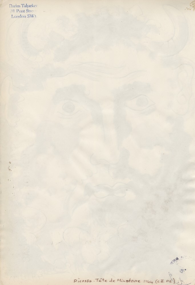 Lot #1626: PABLO PICASSO - Tte de Minotaure - Sepia ink and brush and wash drawing on paper