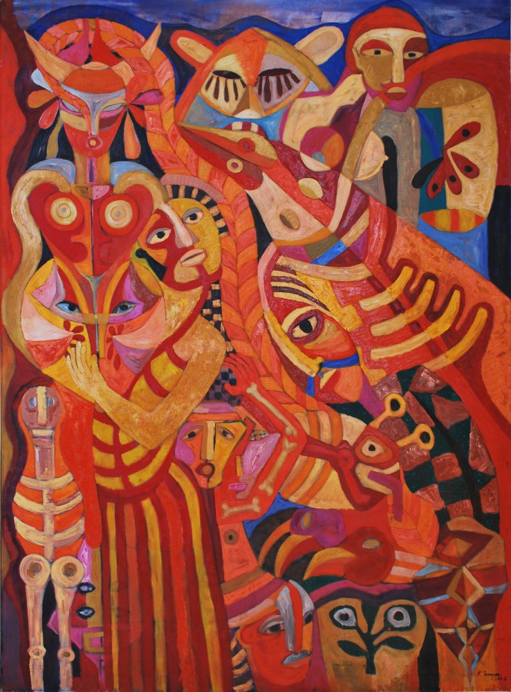 Lot #253: KARIMA MUYAES - Goddesses (Diosas) - Oil on canvas