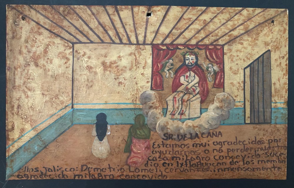 Lot #1471: MEXICAN SCHOOL (EX-VOTO ARTIST) 20TH CENTURY - Vintage Ex-Voto/Retablo: Seor de la Caa - Oil on tin