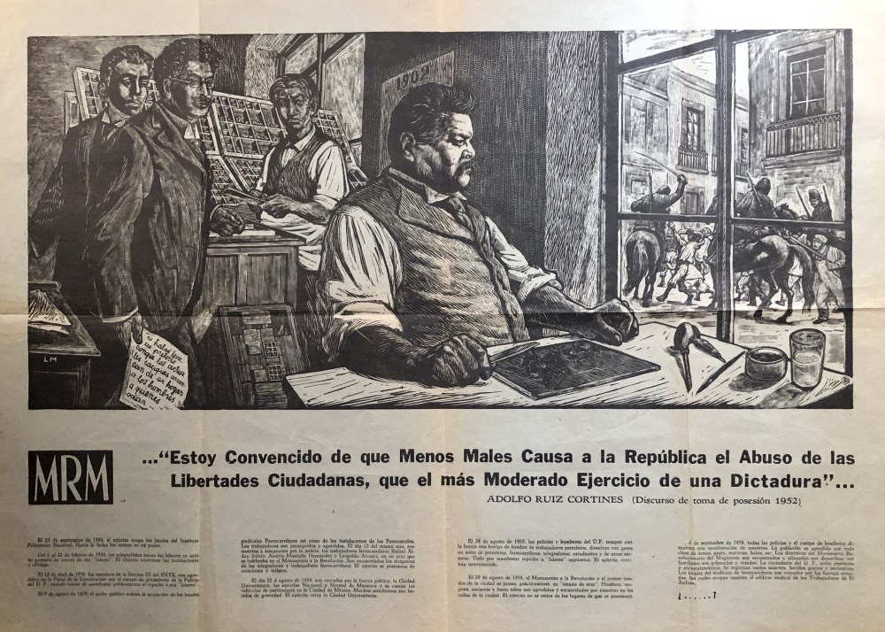 Lot #275: LEOPOLDO MENDEZ - Homenaje a Posada - Direct letterpress printing from a linograph
