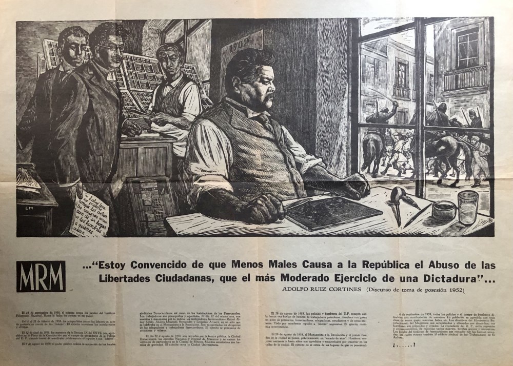 Lot #1039: LEOPOLDO MENDEZ - Homenaje a Posada - Direct letterpress printing from a linograph
