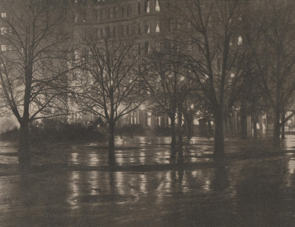 Lot #516: ALFRED STIEGLITZ - Reflections, Night: New York - Original vintage photolithograph