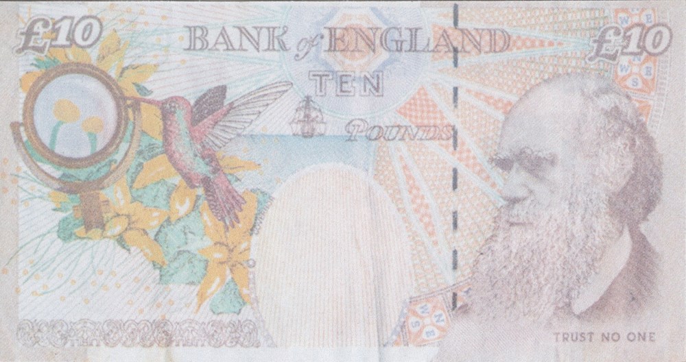 Lot #848: BANKSY [d'aprs] - British 10 Note, Di-faced Tenner - Color print